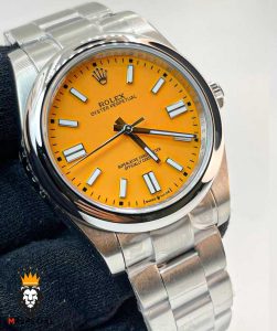 ساعت مچی مردانه رولکس پرپچوال اتوماتیک صفحه زرد رپلیکا 01208 Rolex Oyster Perpetual Replica