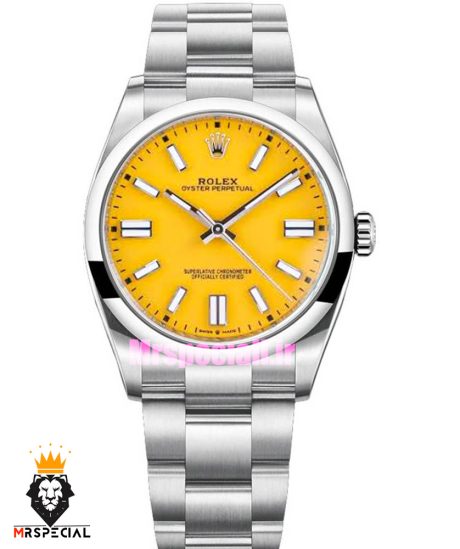 ساعت مچی مردانه رولکس پرپچوال اتوماتیک صفحه زرد رپلیکا 01208 Rolex Oyster Perpetual Replica