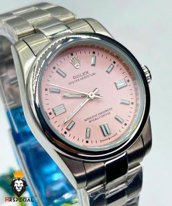 ساعت زنانه رولکس پرپچوال اتوماتیک استیل صفحه صورتی سایز مدیوم 01308 Rolex Oyster Perpetual