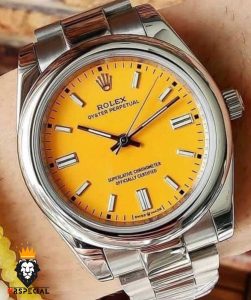 ساعت ست مردانه و زنانه رولکس دیت جاست پرپچوال اتوماتیک صفحه زرد 01468 Rolex Oyster Perpetual