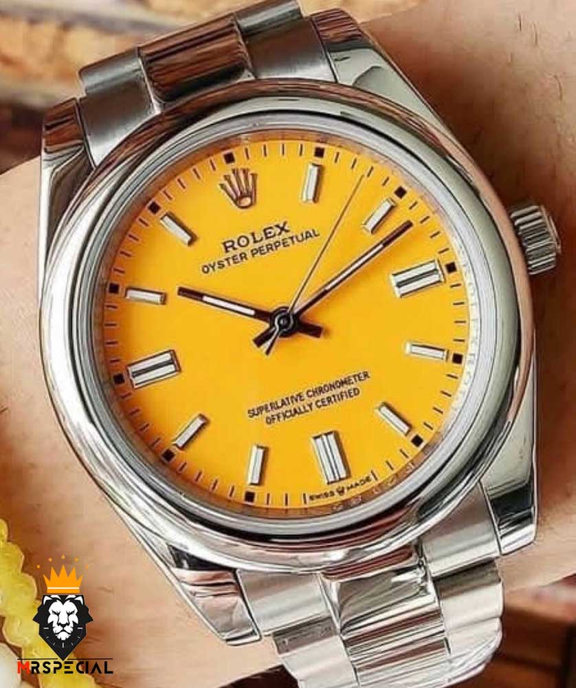 ساعت ست مردانه و زنانه رولکس دیت جاست پرپچوال اتوماتیک صفحه زرد 01468 Rolex Oyster Perpetual