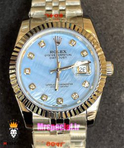 ساعت رولکس مردانه دیت جاست کوارتز استیل صفحه صدف ابی 021365 ROLEX DATEJUST 