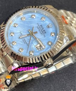 ساعت رولکس مردانه دیت جاست کوارتز استیل صفحه صدف ابی 021365 ROLEX DATEJUST 
