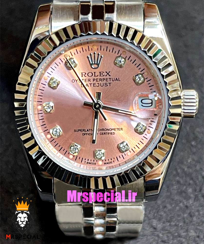 ساعت رولکس زنانه دیت جاست کوارتز استیل صفحه صورتی 021364 ROLEX DATEJUST