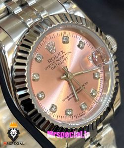 ساعت رولکس زنانه دیت جاست کوارتز استیل صفحه صورتی 021364 ROLEX DATEJUST