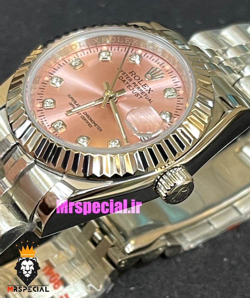 ساعت رولکس زنانه دیت جاست کوارتز استیل صفحه صورتی 021364 ROLEX DATEJUST