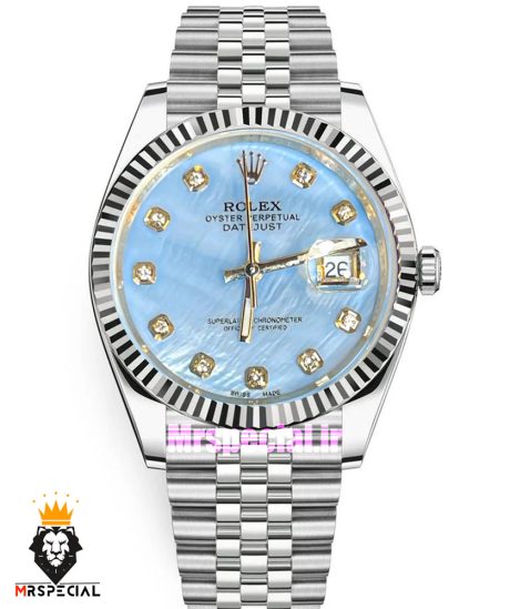 ساعت رولکس مردانه دیت جاست کوارتز استیل صفحه صدف ابی 021365 ROLEX DATEJUST