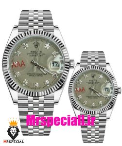 ساعت ست رولکس مردانه و زنانه مدل دیت جاست کوارتز استیل صفحه طوسی 021189 ROLEX DATEJUST
