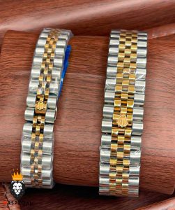 ساعت ست رولکس مردانه و زنانه دیت جاست باتری دورنگ رزگلد صفحه سفید 5700 Rolex Date just
