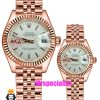 ساعت ست رولکس مردانه و زنانه مدل دیت جاست کوارتز رزگلد صفحه سفید 021190 ROLEX DATEJUST