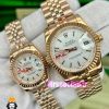 ساعت ست رولکس مردانه و زنانه مدل دیت جاست کوارتز رزگلد صفحه سفید 021190 ROLEX DATEJUST