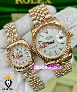 ساعت ست رولکس مردانه و زنانه مدل دیت جاست کوارتز رزگلد صفحه سفید 021190 ROLEX DATEJUST