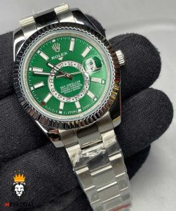 ساعت مردانه رولکس اسکای دالر اتوماتیک استیل صفحه سبز 0023 Rolex Sky Dweller