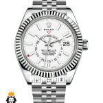 ساعت مردانه رولکس مدل اسکای دالر اتوماتیک بند ژوبیل صفحه سفید 021305 Rolex Sky Dweller