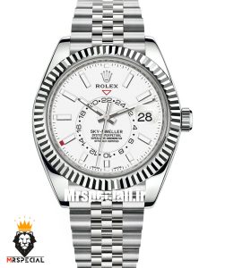 ساعت مردانه رولکس مدل اسکای دالر اتوماتیک بند ژوبیل صفحه سفید 021305 Rolex Sky Dweller