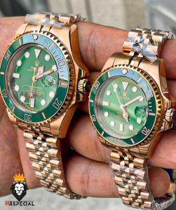 ساعت ست رولکس مردانه و زنانه ساب مارینر رزگلد صفحه سبز 01082 Rolex Sub mariner