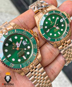 ساعت ست رولکس مردانه و زنانه ساب مارینر رزگلد صفحه سبز 01082 Rolex Sub mariner
