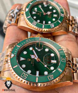 ساعت ست رولکس مردانه و زنانه ساب مارینر رزگلد صفحه سبز 01082 Rolex Sub mariner