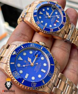 ساعت ست رولکس مردانه و زنانه ساب مارینر رزگلد صفحه ابی 01086 Rolex Sub mariner