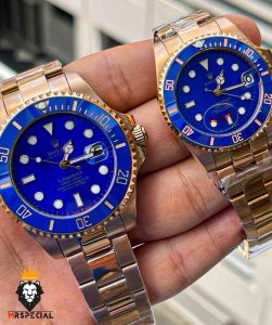 ساعت ست رولکس مردانه و زنانه ساب مارینر رزگلد صفحه ابی 01086 Rolex Sub mariner