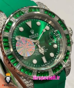 ساعت رولکس مدل ساب مارینر اتوماتیک فول نگین بند رابر سبز صفحه سبز 021435 Rolex SUB MARINER Diamond