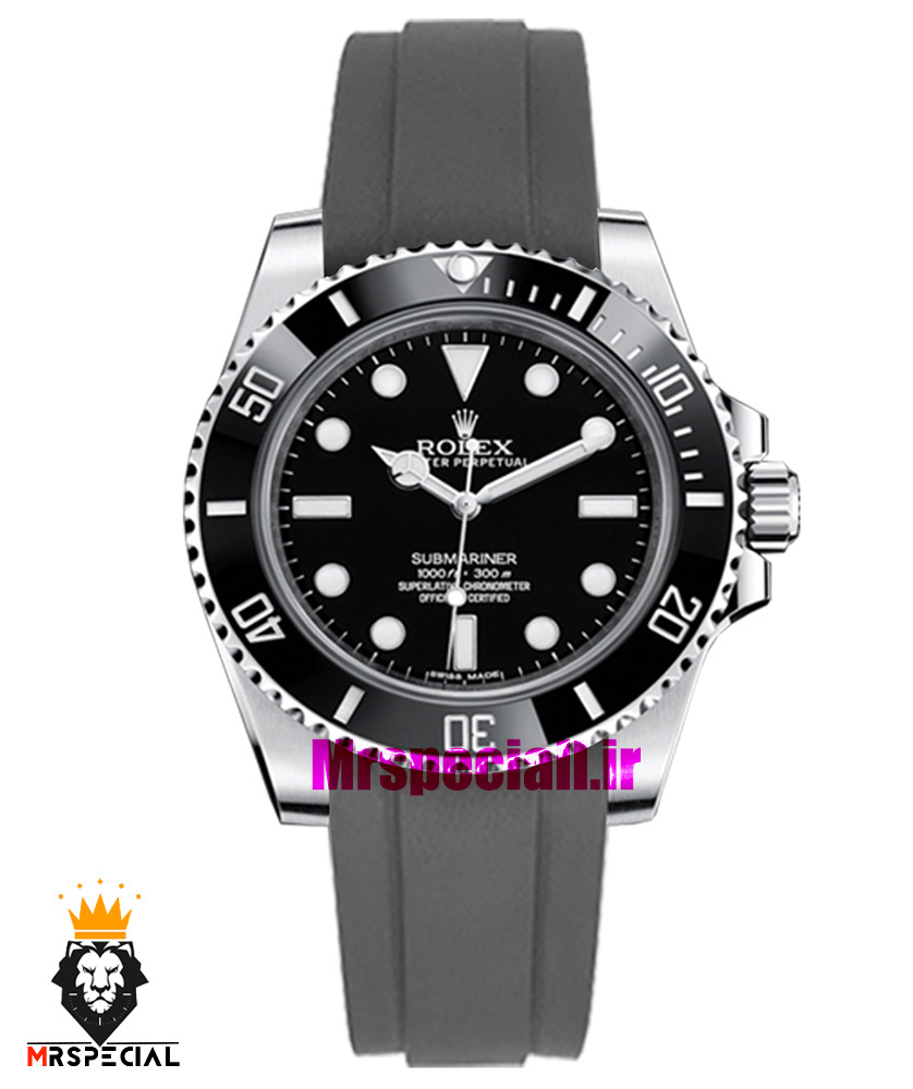 ساعت رولکس مردانه مدل ساب مارینر کوارتز بند رابر صفحه مشکی 021466 Rolex Submariner
