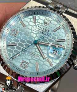 ساعت رولکس مردانه مدل دیت جاست لند دولر اتوماتیک استیل صفحه تیفانی 021452 Rolex Land-Dweller Platinum