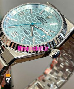 ساعت رولکس مردانه مدل دیت جاست لند دولر اتوماتیک استیل صفحه تیفانی 021452 Rolex Land-Dweller Platinum