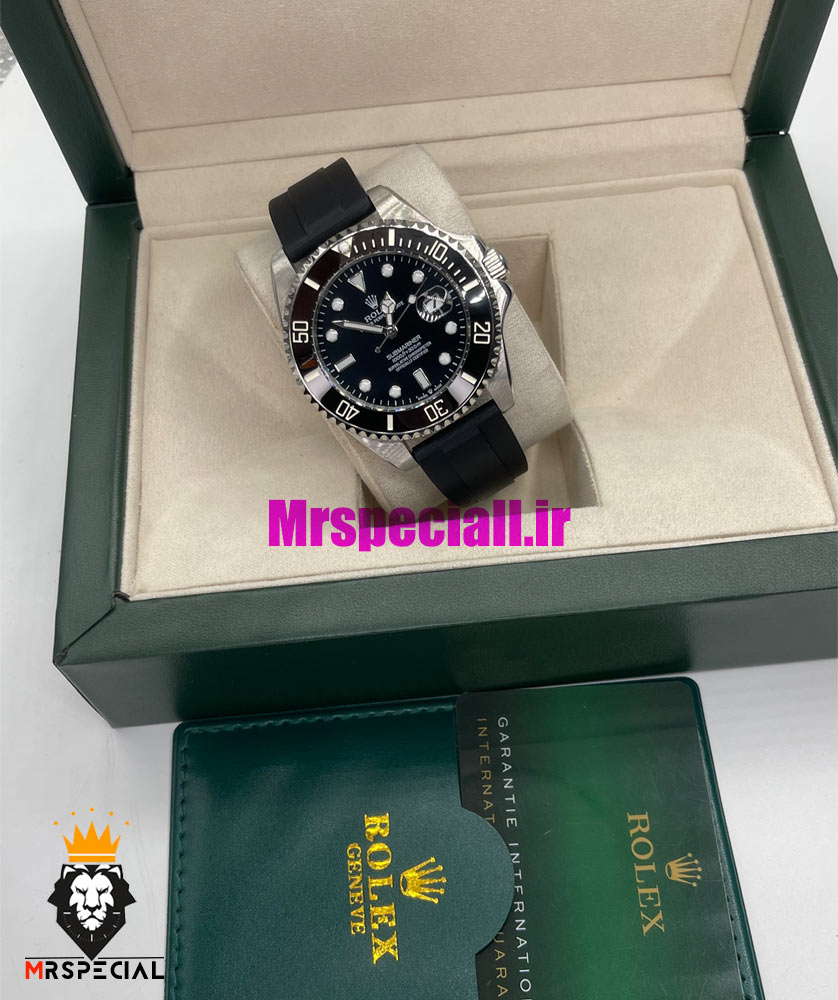 ساعت رولکس مردانه مدل ساب مارینر کوارتز بند رابر صفحه مشکی 021466 Rolex Submariner