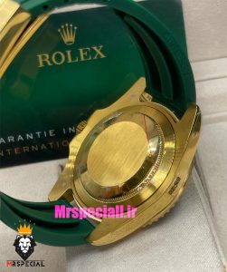 ساعت رولکس مردانه مدل ساب مارینر کوارتز بدنه طلایی بند رابر صفحه سبز 021468 Rolex Submariner