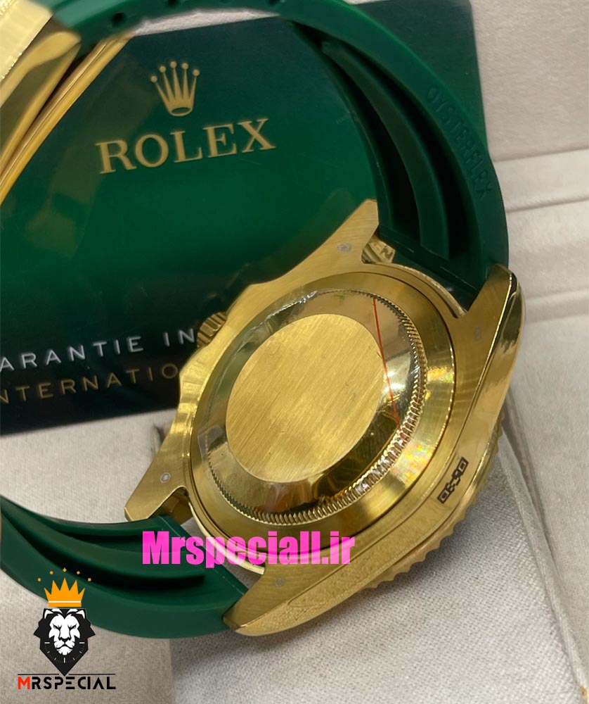 ساعت رولکس مردانه مدل ساب مارینر کوارتز بدنه طلایی بند رابر صفحه سبز 021468 Rolex Submariner