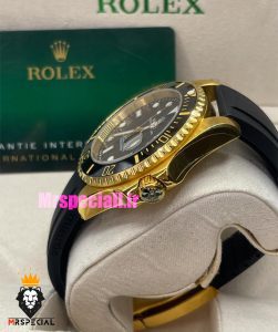ساعت رولکس مردانه مدل ساب مارینر کوارتز بدنه طلایی بند رابر صفحه مشکی 021467 Rolex Submariner 