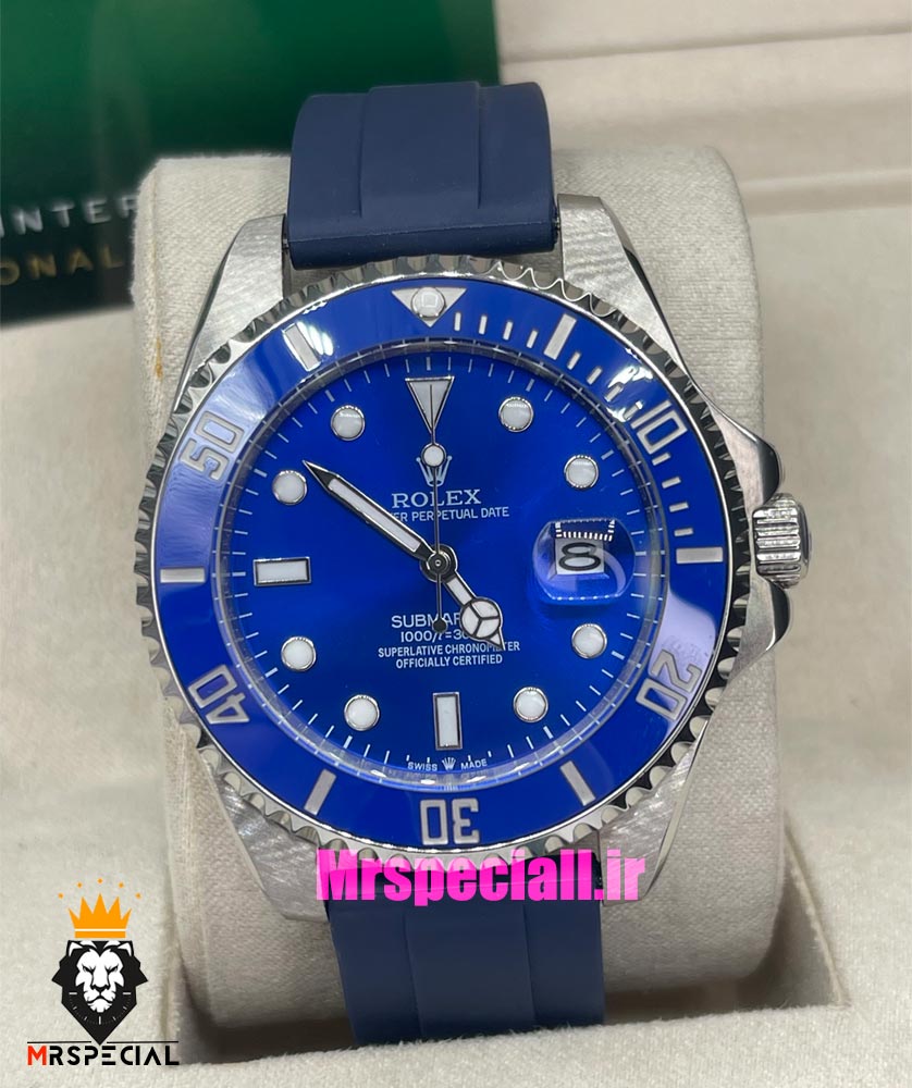 ساعت رولکس مردانه مدل ساب مارینر کوارتز بند رابر صفحه ابی 021469 Rolex Submariner