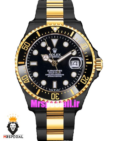 ساعت رولکس مردانه مدل ساب مارینر مشکی طلایی اتوماتیک صفحه مشکی 021007 ROLEX SUBMARINER BLACK VENOM