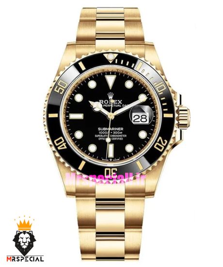 ساعت مردانه رولکس ساب مارینر طلایی صفحه مشکی رپلیکا 020317 Rolex SUB MARINER Replica