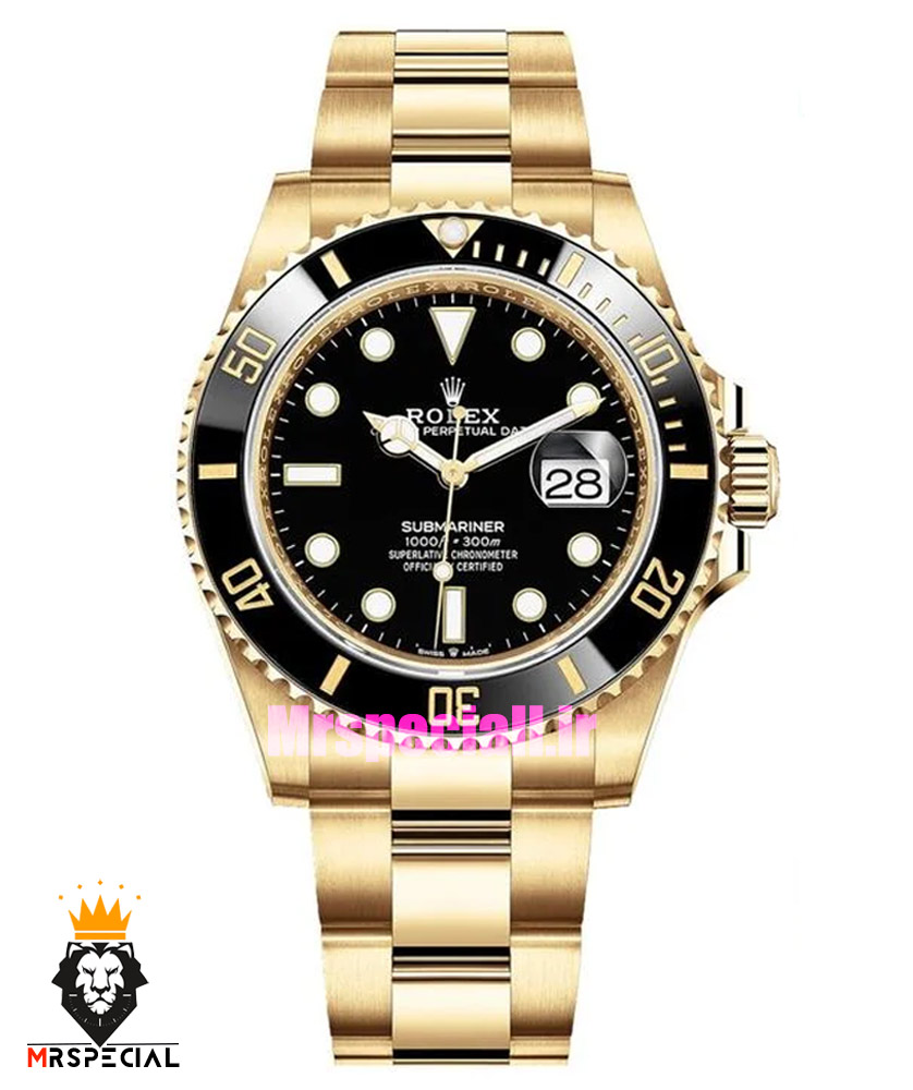 ساعت مردانه رولکس ساب مارینر طلایی صفحه مشکی رپلیکا 020317 Rolex SUB MARINER Replica