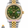 ساعت رولکس زنانه دیت جاست قاب نگین دورنگ طلایی صفحه سبز 021663 ROLEX DATEJUST