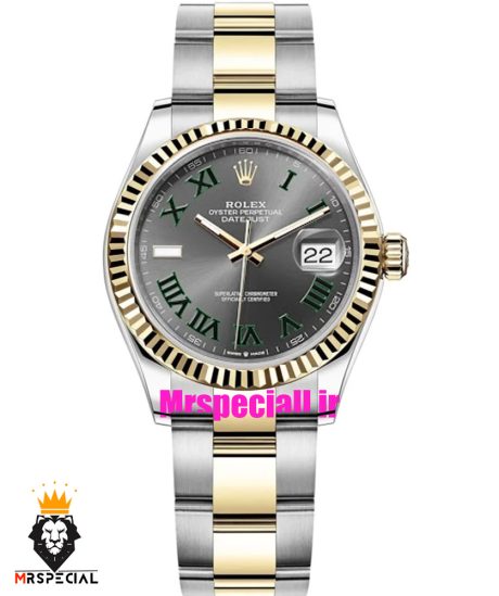 ساعت رولکس زنانه ویمبلدون اتوماتیک دورنگ طلایی صفحه طوسی 021073 ROLEX DATEJUST WIMBELDON