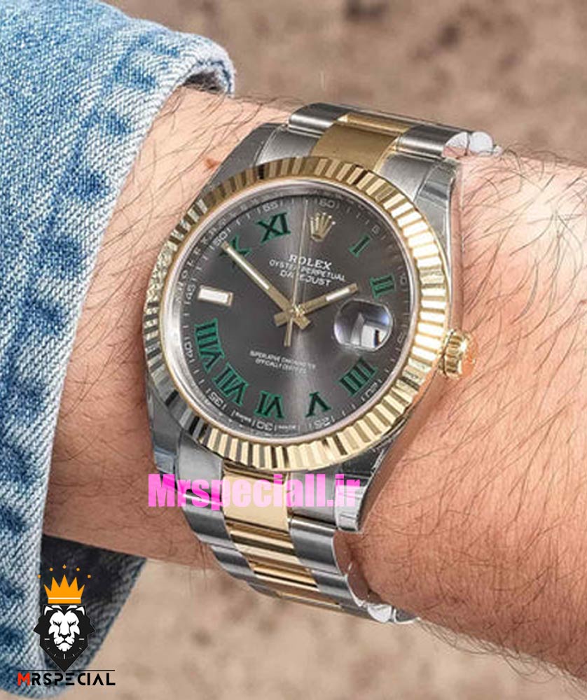 ساعت مردانه رولکس ویمبلدون اتوماتیک دورنگ طلایی 5787 ROLEX DATE JUST WIMBELDON