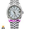 ساعت رولکس زنانه دیت جاست استیل قاب نگین صفحه سفید صدف 021620 ROLEX DATEJUST