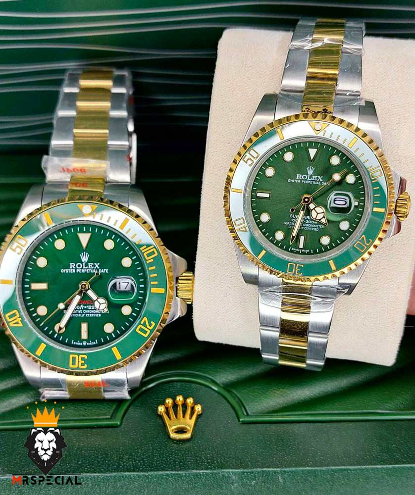 ساعت ست رولکس مردانه و زنانه مدل ساب مارینر دورنگ طلایی صفحه سبز 01620 Rolex Sub mariner