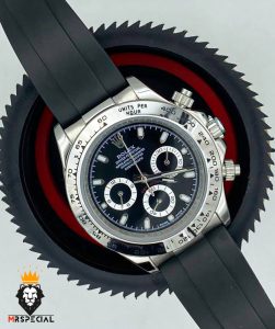 ساعت مردانه رولکس دیتونا اتوماتیک فول دیت بند رابر صفحه مشکی 01405 ROLEX DAYTONA