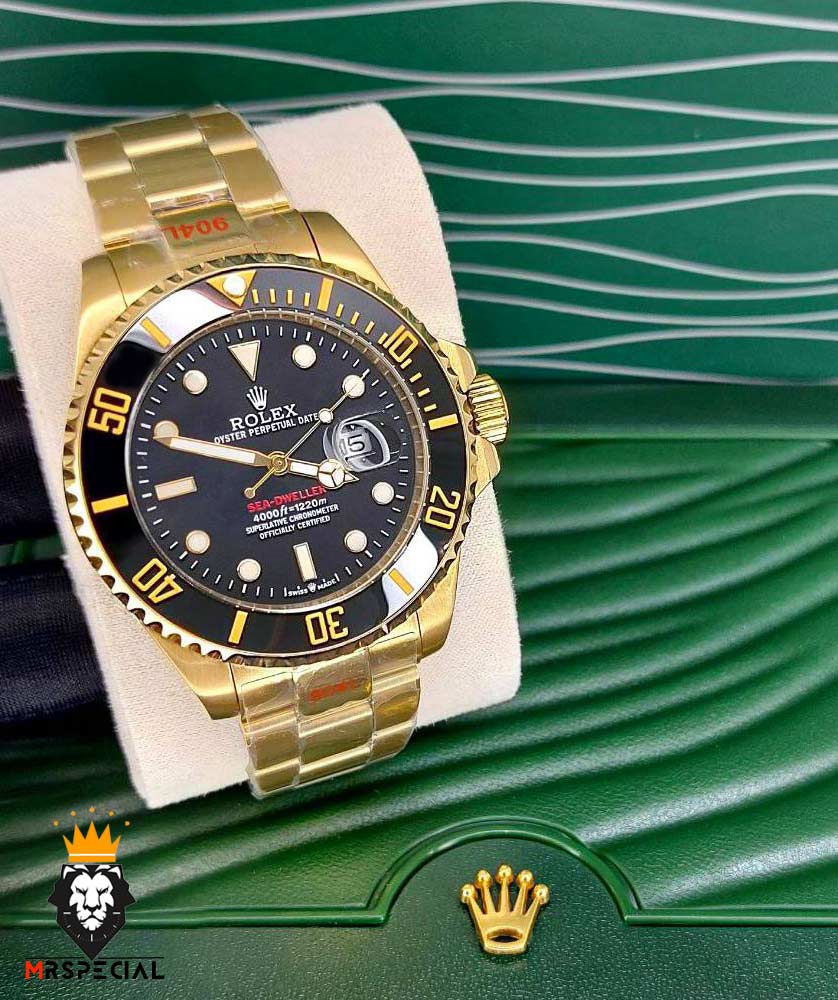 ساعت ست رولکس مردانه و زنانه مدل ساب مارینر طلایی صفحه مشکی 01623 Rolex Sub mariner