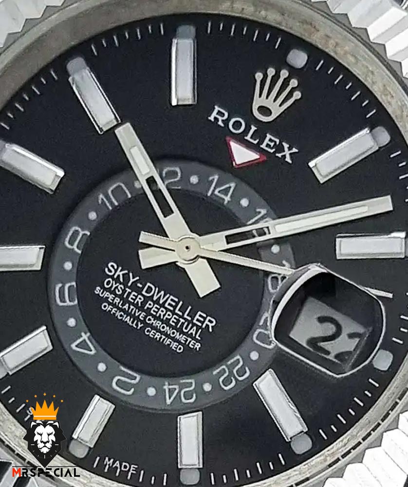 ساعت رولکس مردانه مدل اسکای دالر اتوماتیک استیل صفحه مشکی 01572 Rolex Sky Dweller