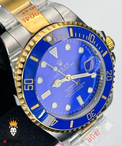 ساعت رولکس مردانه مدل ساب مارینر کوارتز دورنگ طلایی صفحه ابی 2264 Rolex submariner