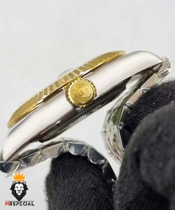 ساعت ست رولکس مردانه و زنانه دیت جاست اتوماتیک دورنگ طلایی صفحه مشکی 0835 ROLEX DATEJUST
