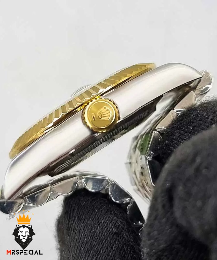 ساعت ست رولکس مردانه و زنانه دیت جاست دورنگ طلایی صفحه مشکی 0832 ROLEX DATEJUST