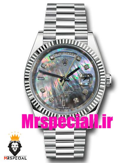 ساعت رولکس مردانه مدل دی دیت اتوماتیک استیل صفحه هفت رنگ اعداد نگین 020823 ROLEX DAY DATE