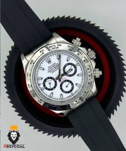 ساعت مچی مردانه رولکس دیتونا بند رابر اتوماتیک صفحه سفید 01406 ROLEX DAYTONA