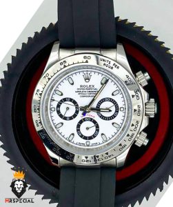 ساعت مچی مردانه رولکس دیتونا بند رابر اتوماتیک صفحه سفید 01406 ROLEX DAYTONA